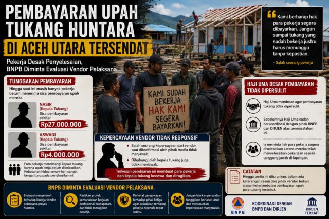 Pembayaran Upah Tukang Huntara di Aceh Utara Tersendat, Pekerja Desak Penyelesaian